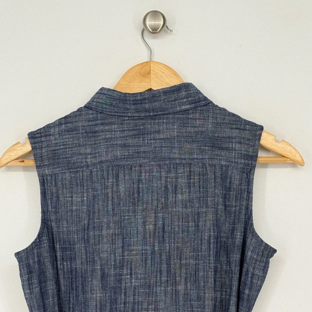 Tommy Hilfiger Shirt Dress Women 2 Blue Sleeveless Belted Preppy Coastal NEW